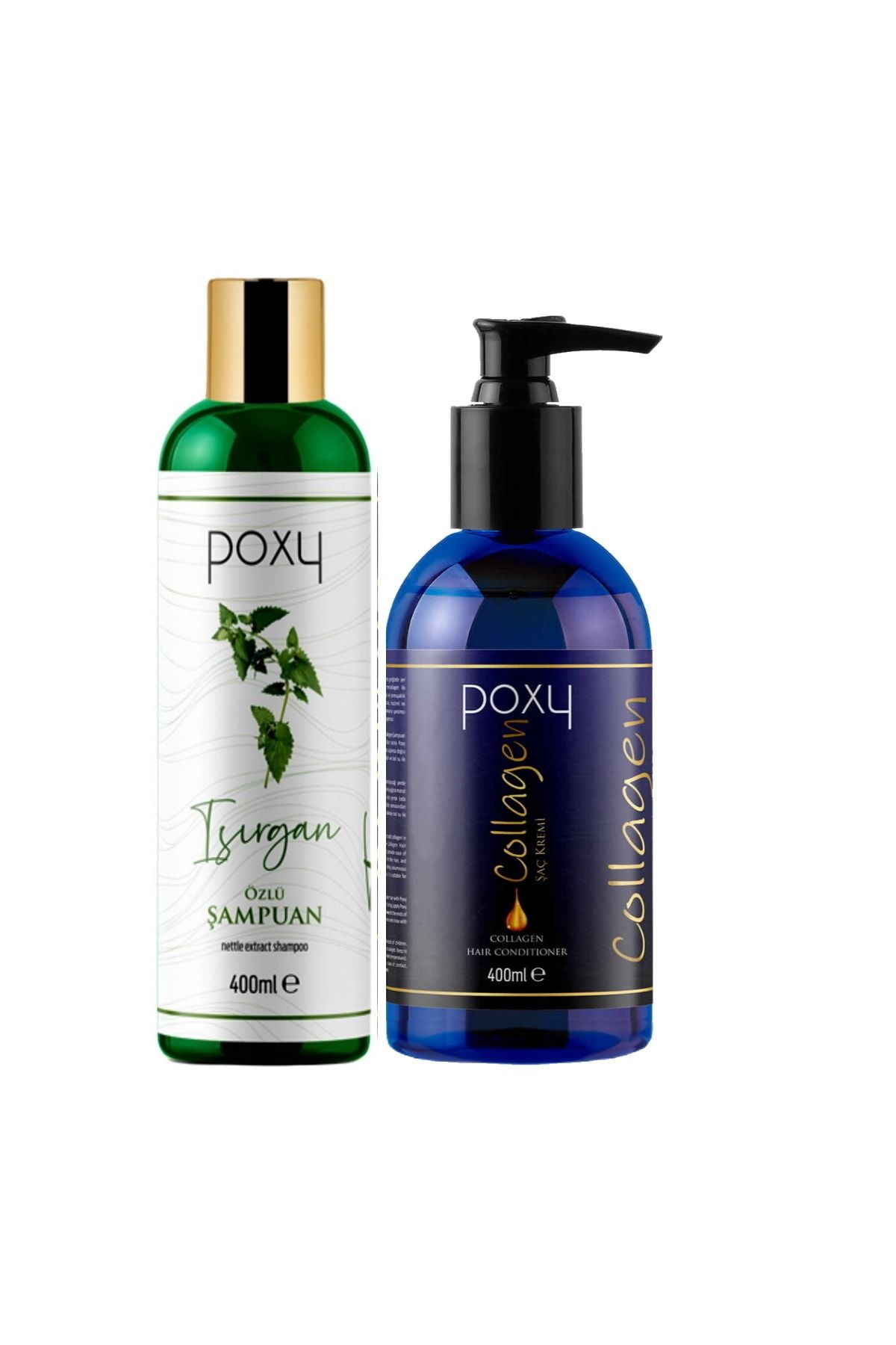 شامپو عصاره گزنه 400 میلی لیتر + نرم کننده کلاژن بیوتین 400 میلی لیتر Poxy