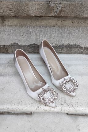 Ten Saten 7cm Topuklu Aksesuarlı Abiye Stiletto Kadın Ayakkabı LA-ladyliss