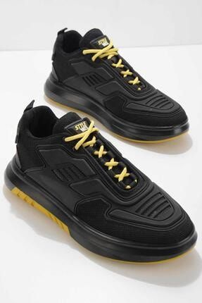 Siyah Sarı Triko Erkek Sneaker E01604337182