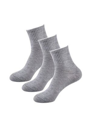 3 Çift Kadın Gri Çizgisiz Kolej Çorap YDA33ÇRMNY-025536