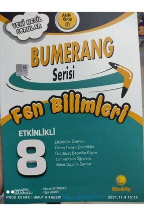 Günay Yayınları 8. Sınıf Bumerang Fen Bilimleri Akıllı Defter PRA-1918936-4014