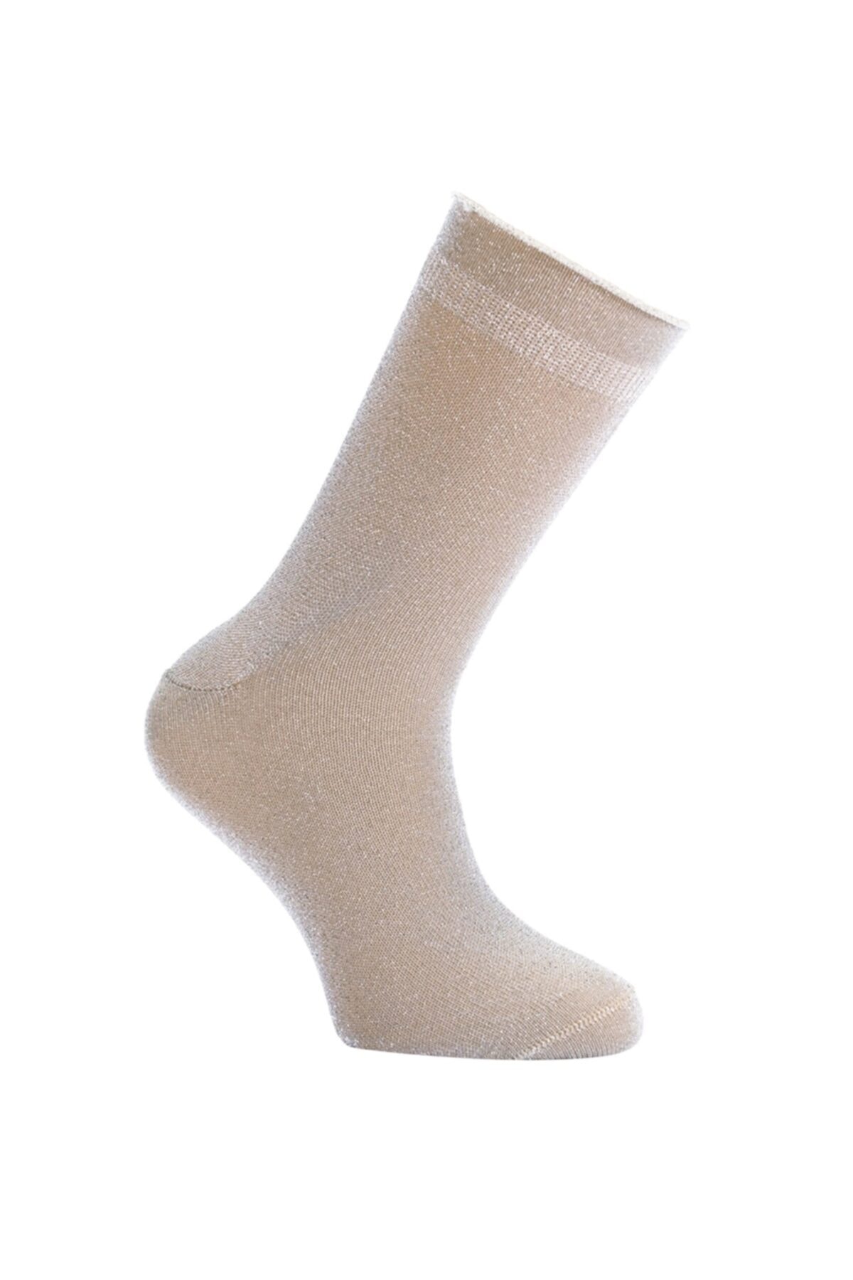 UNLIMITED LEGWEAR Bej Simli Ince Soket Çorap