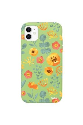 Iphone 11 Yeşil Watercolor Flowers Tasarımlı Lansman Kılıf FCIP11-080