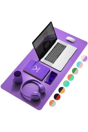 Çift Renk Deri Mousepad Laptop Bilgisayar Için 80x40 Cm Mor Ve Beyaz Xrades800