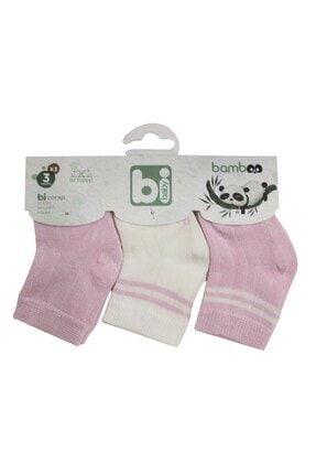 Kız Erkek Bebek Bambu Derby Desenli 3lü Bebek Çorabı Pembe STL000068385