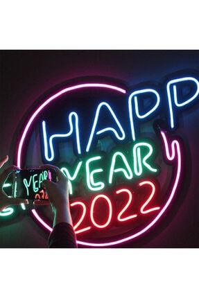Neon Led Işıklı Happy New Year Yazısı 50x36cm elf00013