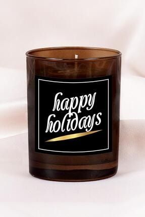 Yılbaşı Happy Holidays Amber Bardak Vanilyalı Mum lynylbsmum