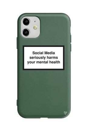 Iphone 11 Yeşil Renkli Silikon Social Media Telefon Kılıfı Pub005-iPhone-11
