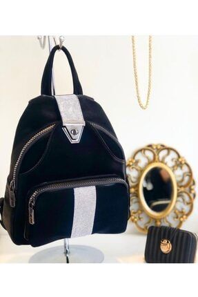 Siyah Renk Kadın Taşlı Sırt Çantası Ithal Fashion Bag DİAFASHİON00094