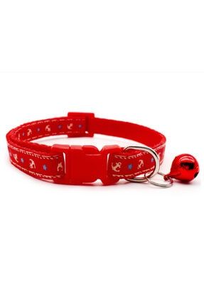 Kırmızı Renkli Çapa Desenli Ayarlanabilir Çıngıraklı Kedi-köpek Boyun Tasması tasma12