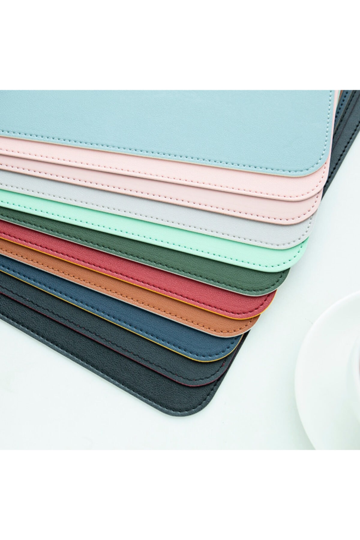 Çift Renk Deri Mousepad Laptop Bilgisayar Için 80x40 Cm Gri Ve Mat Gri 5