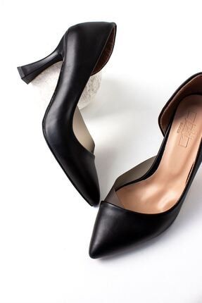 Shine Kadın Şeffaf Detaylı Topuklu Ayakkabı-siyah B1667
