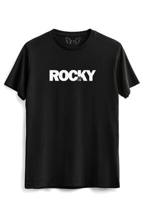 Rocky Balboa Resimli Dijital Baskılı Siyah T-shirt 91768