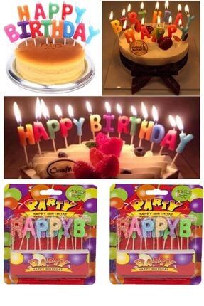 Happy Birthday Yazılı Renkli Pasta Mumu Yaş Pasta Mumu Pasta Süsü pastamumu1