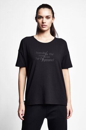 Siyah Kadın Kısa Kollu T-shirt 21n-2107 21NTBS002107