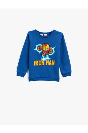 Iron Man Baskılı Sweatshirt Bisiklet Yaka Lisanslı 2WMB10164TK