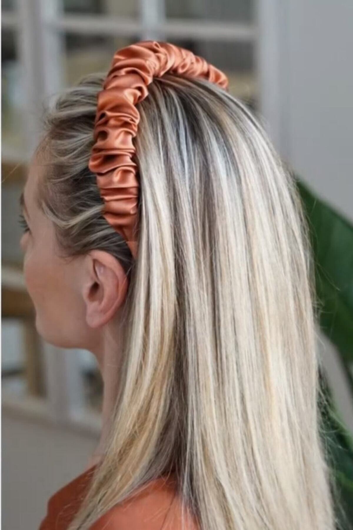 Pumpkin Color Satin Shirred Crown