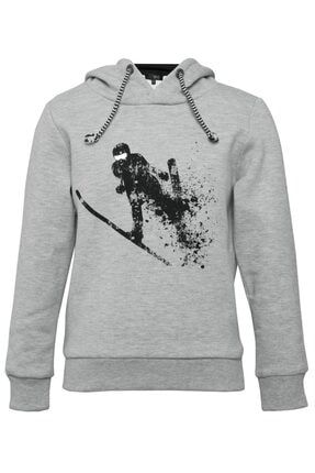 Kayakçı Baskılı Kapüşonlu Sweatshirt Erkek Çocuk T-2021-06-29