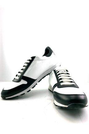 Hakiki Deri Beyaz Bağcıklı Spor Ayakkabı TRD-101-1019