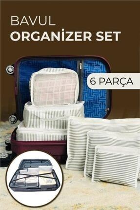 Bavul Içi Düzenleyici Valiz Organizer 6 Lı Set Çizgili easyso7157