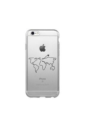 Iphone 6 Plus - 6s Plus Şeffaf Dünya Haritası Telefon Kılıfı IP6SP-097
