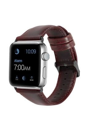 Deri Kordon/kayış Apple Watch Seri 6 40mm Akıllı Saat Için Bordo nzhtekks1808