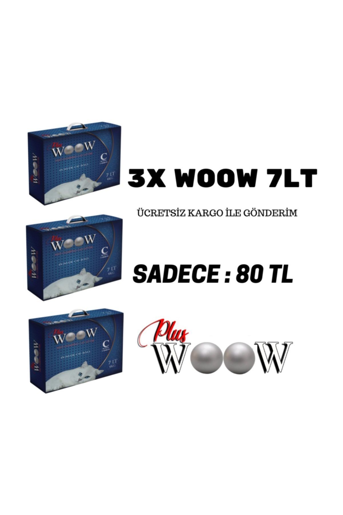 woow plus 3x 7 lt aktif karbonlu kedi