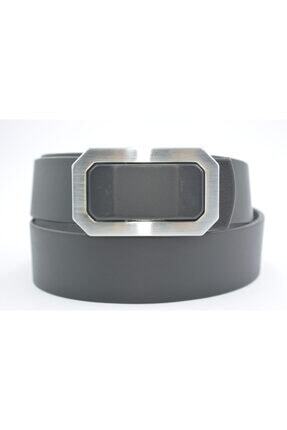 Trend Deri Unisex Siyah Gümüş Tokalı Kemer