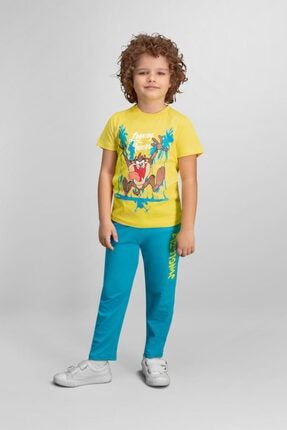 Tazmanya Lisanslı Sarı Erkek Çocuk Pijama Takımı L9908-C