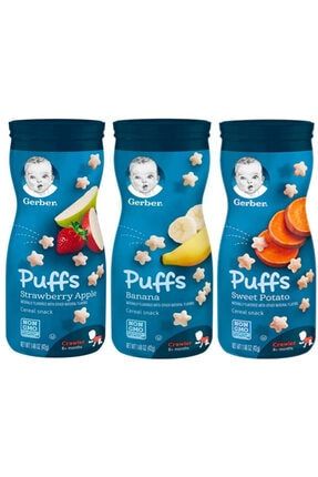 Puffs 3'lü Set- Muz & Çilek & Tatlı Patates 3lüpuffset