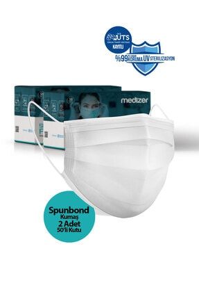 Medizer Spunbond Beyaz Cerrahi Maske 100 Adet - Telli medizer-spunbond-100