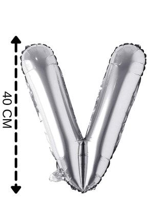 Folyo Balon V Harfi Helyum Balon 40 Cm Gümüş Renk AR1596V