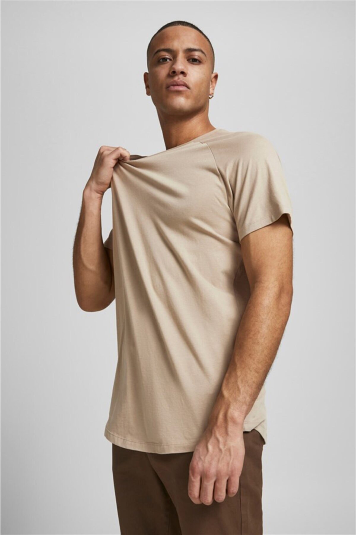 تی شرت جک اند جونز مردانه پنبه ای بژ بیسیک راسته Regular/رگولار    بیسیک Daily/روزانه | Jack & Jones 12164936 TR - تصویر 5