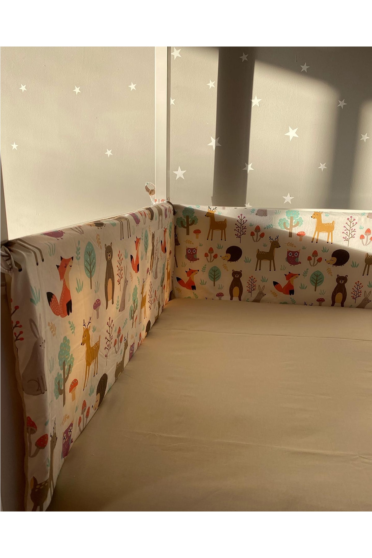 Jaju Baby Orman Desenli Kahverengi Kombinli 90x190 Beşik Kenar Koruma 4 Parça Beşik Bariyeri fotoğrafı 2 (önizleme)