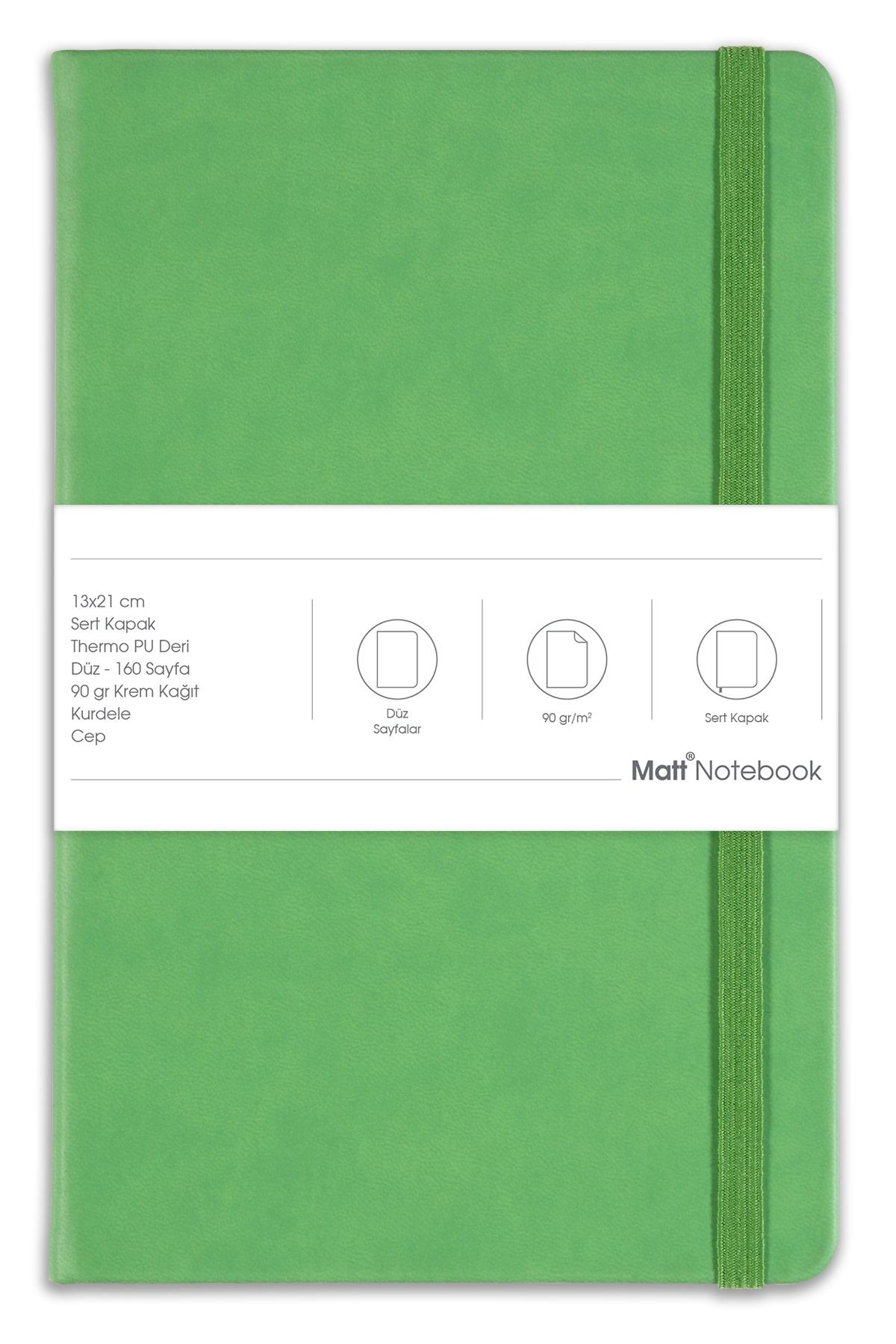 Matt Notebook-دفتر مرن مقاس 13 × 21 باللون الأخضر العادي 5