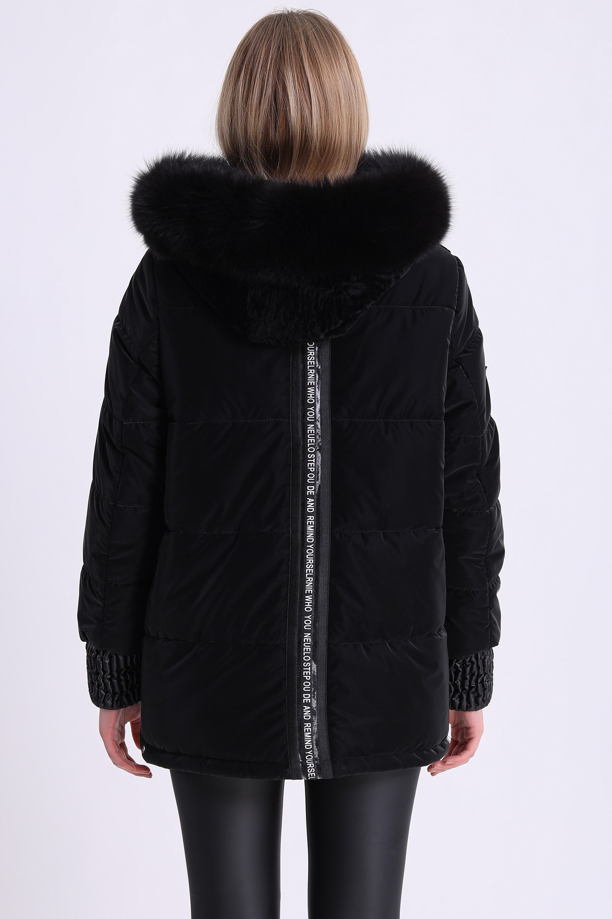 Leather Club Siyah Fox Aksesuarlı Aksesuarlı Astragan Mont görsel 5