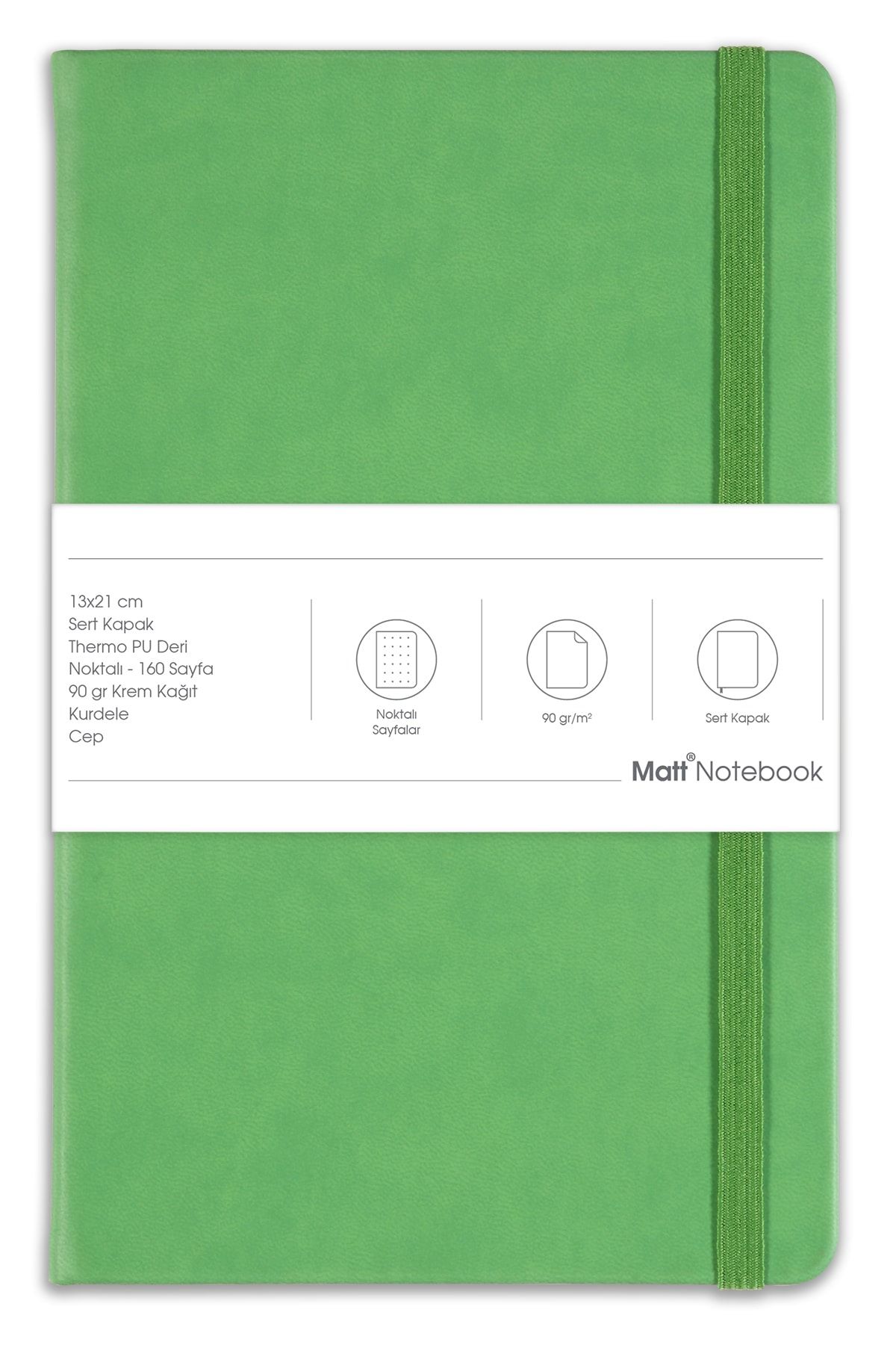 Matt Notebook-13x21 Elastic Notebook Dotted Green 5