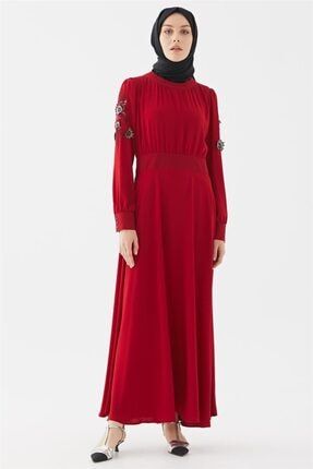 Kol Nakışlı Kırmızı Elbise Doque-DO-B20-63013