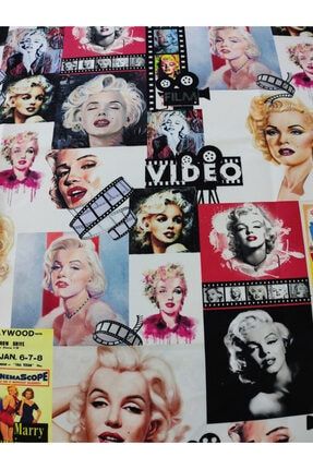 Film Şeritli Marilyn Monroe Desenli Dijital Baskılı Kumaş ALZHM97004