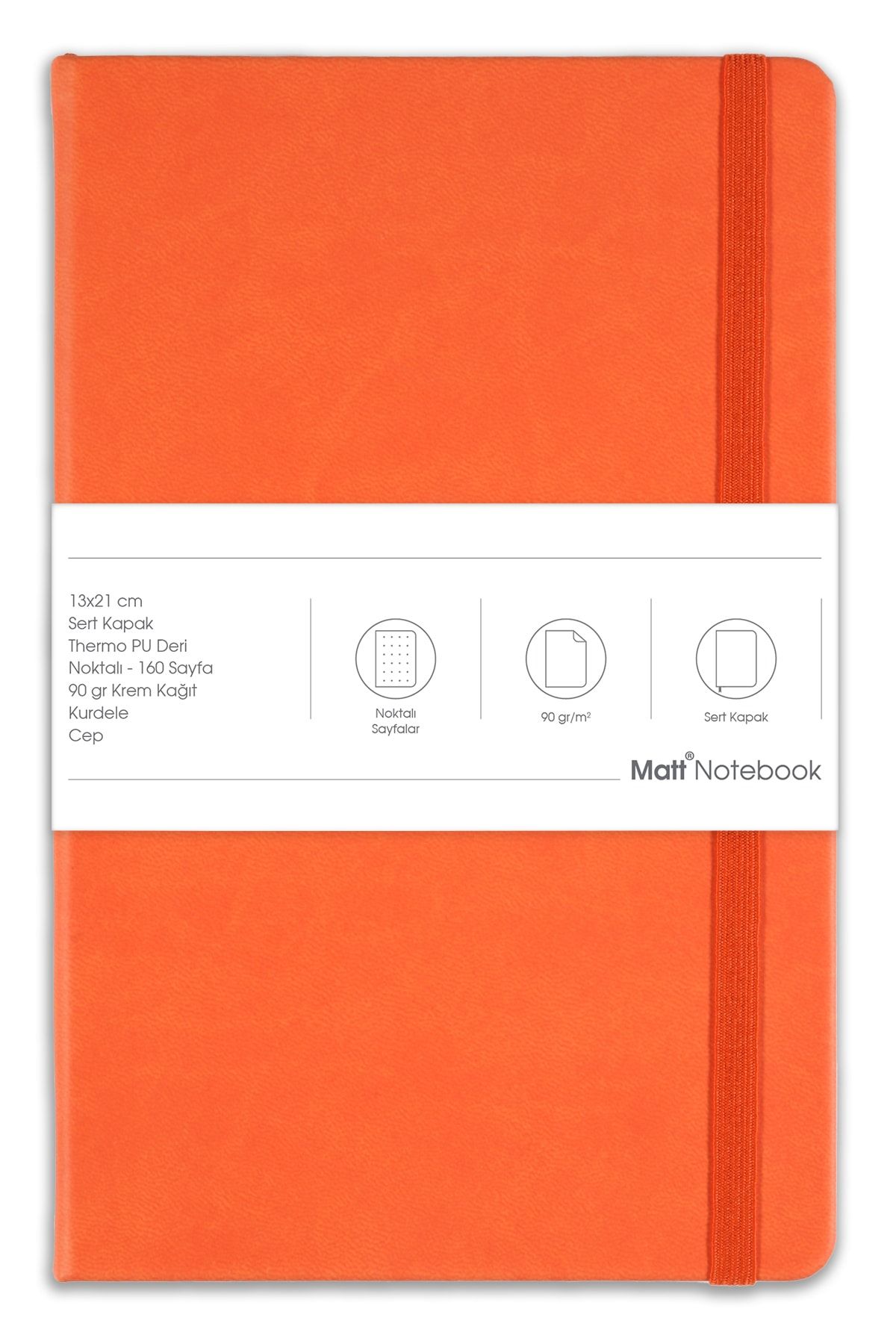 Matt Notebook-دفتر مرن مقاس 13 × 21 منقط باللون البرتقالي 5