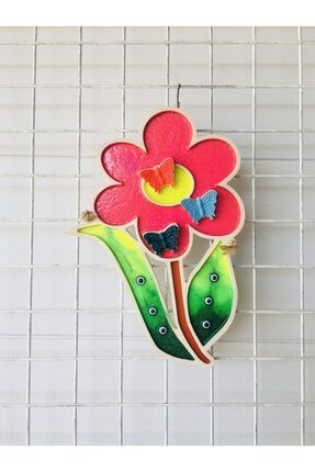 Polyester Kelebekli Nazar Boncuklu Dekoratif Çiçek Duvar Balkon Bahçe Kapı Süsü 3 58388