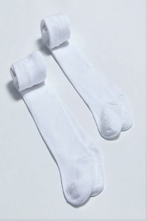 Külotlu Çorap 2'li Set Beyaz Renkli Pamuklu KÇİB1001