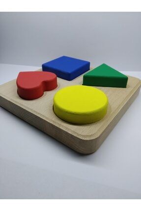 Montessori Eğitici Ahşap Oyuncak Dörtlü Şekil Yerleştirme Renkli Şekiller ABC123EFY001