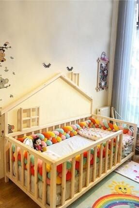 Unisex Montessori Bebek Ve Çocuk Karyolası Doğal Ahşap Yatak LHYCMY