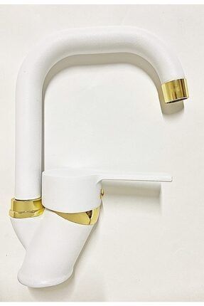 Armilla Beyaz Gold Köşe Borulu Banyo Lavabo Bataryası Musluğu Çeşmesi L Tipi Köşeli Borulu
