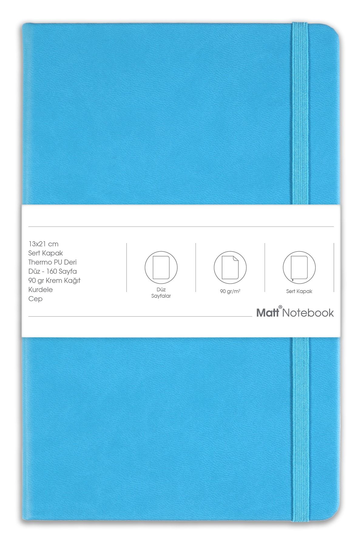 Matt Notebook-13x21 Elastic Notebook Plain Turquoise 5