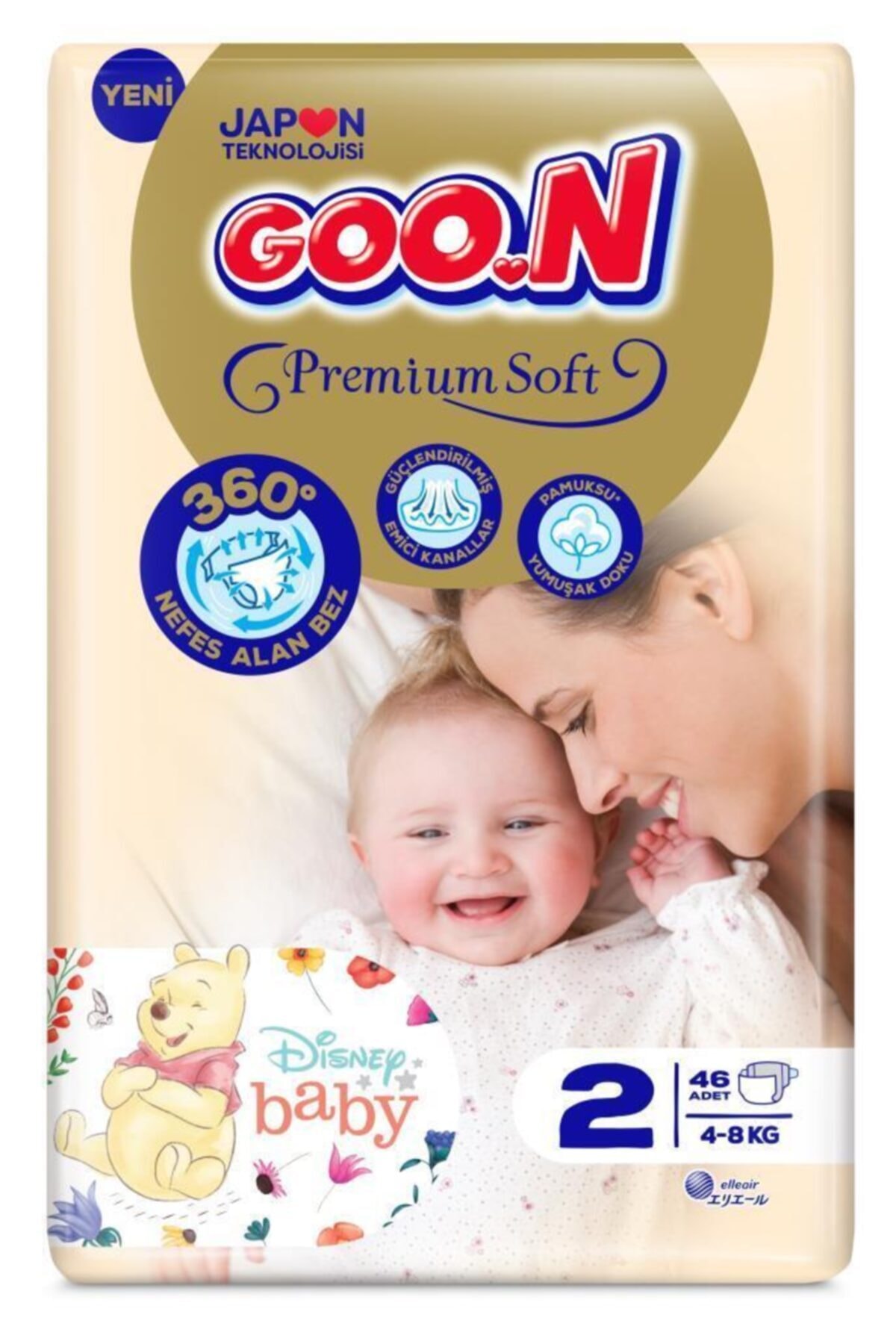 Goo.n Goon Premium Soft Bebek Bezi 2 Beden Premium Bant 46 Adet