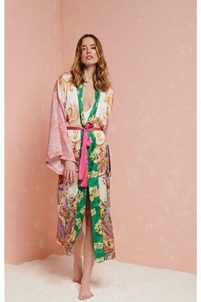 Kadın Renkli Baskılı Kimono LF1100