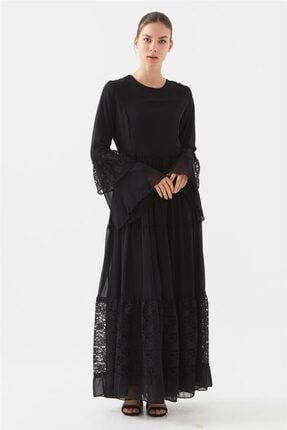 Dantel Detaylı Siyah Elbise Nassah-1160674
