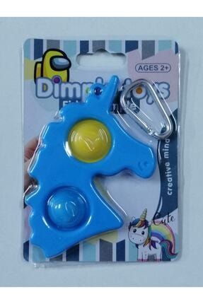 Pop It Dimple Toys Fidget Simple Unicorn Şeklinde Anahtarlıklı Popit 1 Adet Mavi) 9897